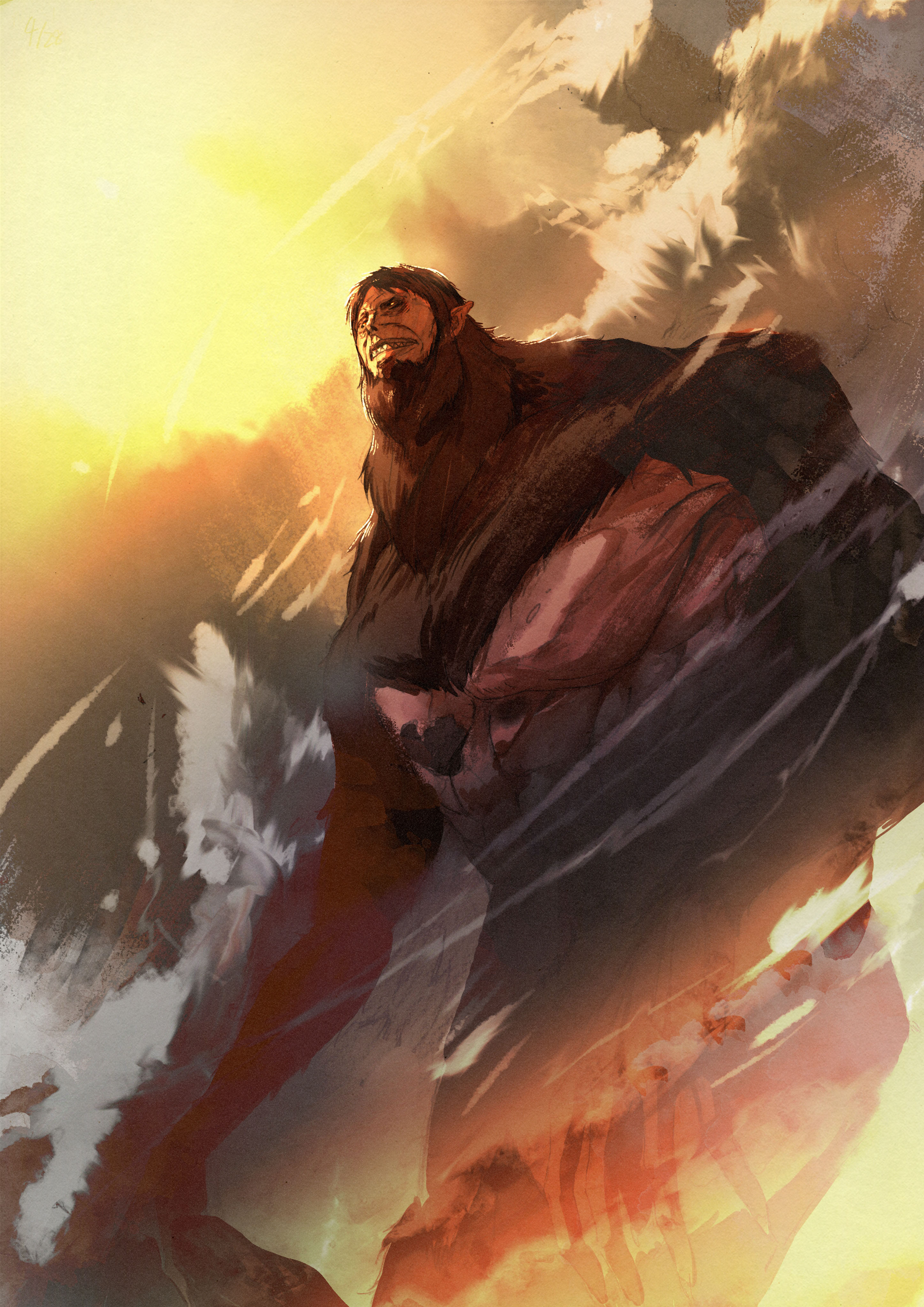 Wit Studio 進撃アニメtwitterイラスト その武器は何ていうんですか 二十六日目 獣の巨人 Illustration Satoshi Kadowaki Syo5 Shingeki 進撃アニメtwitterイラスト 放送最終回まで毎日更新 応援お願いします T Co Zb3nq21n5w