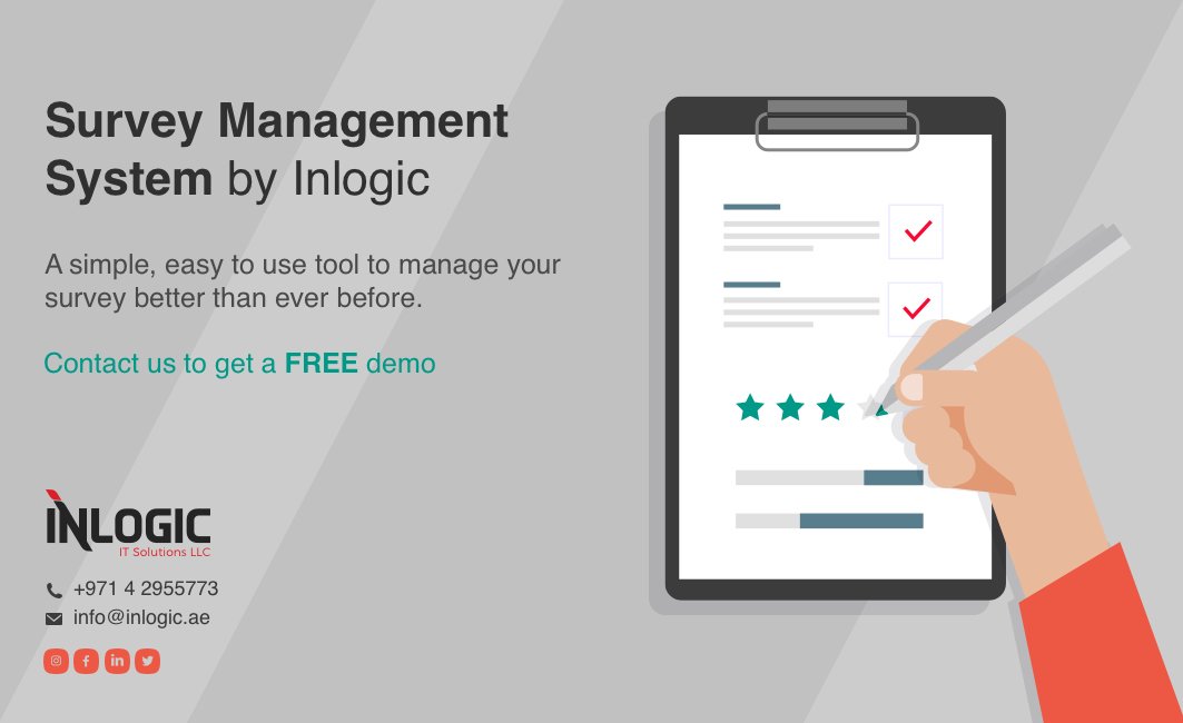 InLogicUAE's tweet photo. Survey Management System | A Simple, Easy to use Tool to Manage your Survey Better than Ever Before
FREE DEMO - Dubai
https://t.co/mVDC4Nxml7 | +971 4 2955773 | info@inlogic.ae
#inlogic #dubai #uae #lovedubai #abudhabi #sharjah #gulf #SurveyManagementSystem #SurveyManagement https://t.co/ylvs6qLQgp