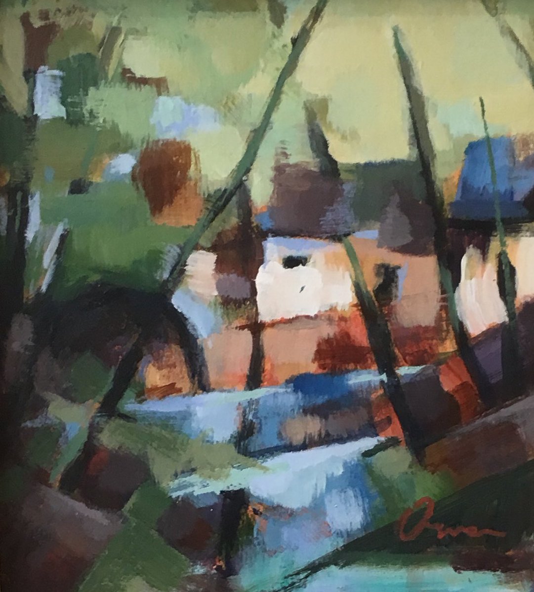 #exhibition opening times today 10-4:30. This is our last week <a href="/WayfarersArcade/">Wayfarers Arcade</a> so make sure you don’t miss out, retweet and tell all your friends. Supporting Queenscourt Hospice <a href="/QCHospice/">Queenscourt Hospice</a>  Dusk-Acrylic, Gondola trip-Acrylic, Horse-Acrylic &amp; Mill Cottage-Acrylic