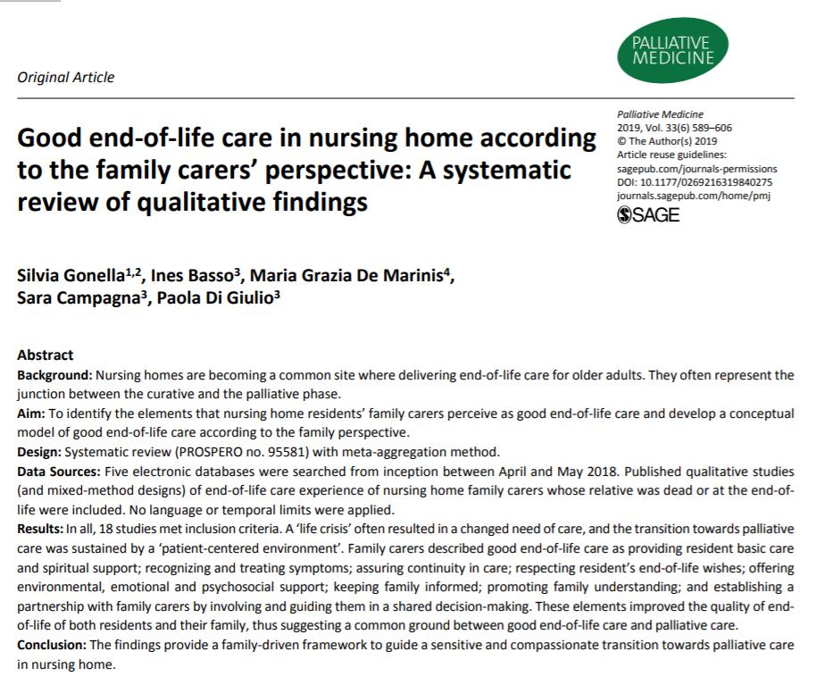 PalliativeMedJ's tweet photo. A ‘life crisis’ often resulted in a changed need of care, and the transition towards palliative care was sustained by a ‘patient-centered environment’. #nursing home #hpm #eapc219 https://t.co/fcM7nu6vsF https://t.co/H8NEuocf6i