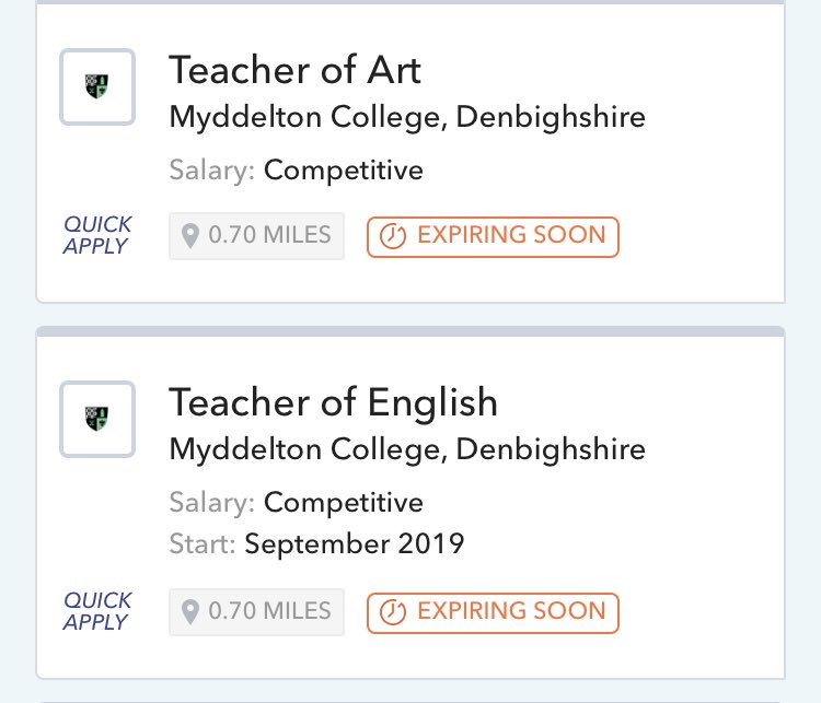 Myddelton College have a range of jobs advertised on TES!