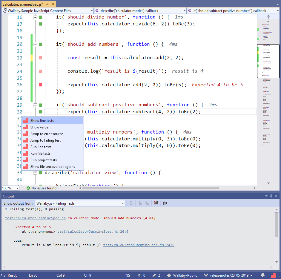 wallabyjs's tweet photo. Today we released a new version of the Wallaby.js extension for @VisualStudio with support both VS2017 and VS2019. New in this version is support for Jest snapshots and assertion diffs. Download it from the Visual Studio Marketplace (https://t.co/k1cNyq525B). https://t.co/1phCrMTew3