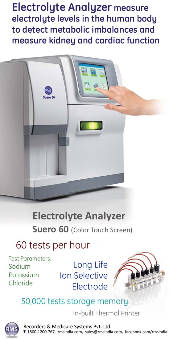 INDIA_RMS's tweet image. Electrolyte Analyzer measure electrolyte levels in the human body to detect metabolic imbalances and measure kidney and cardiac function. #ElectrolyteAnalyzer