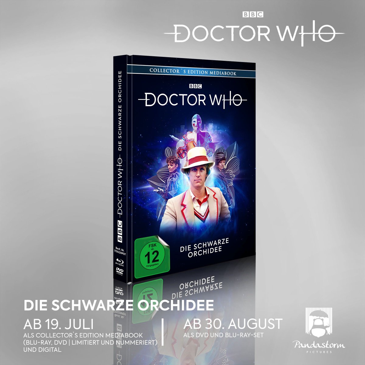 DOCTOR WHO „DIE SCHWARZE ORCHIDEE“. Mediabook und Digital ab 19. Juli Die Standard DVD und Blu-ray ab 30. August 2019. #DoctorWho #Pandastorm #Tardis #Whovians #PeterDavison #Pandastorm #BlackOrchid #PeterDavison #Mediabook #BBC
