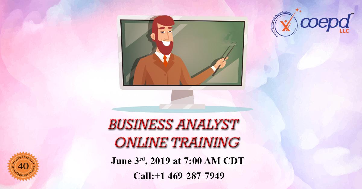 CoepdLLC's tweet photo. BA Online Training Starts on 03 -June -2019 at 7:00 AM CDT. 
To know more about opportunities and career prospects Contact +1 469-287-7949
Register Now!
https://t.co/aDWa9sCeBl https://t.co/ato4BzrvzL