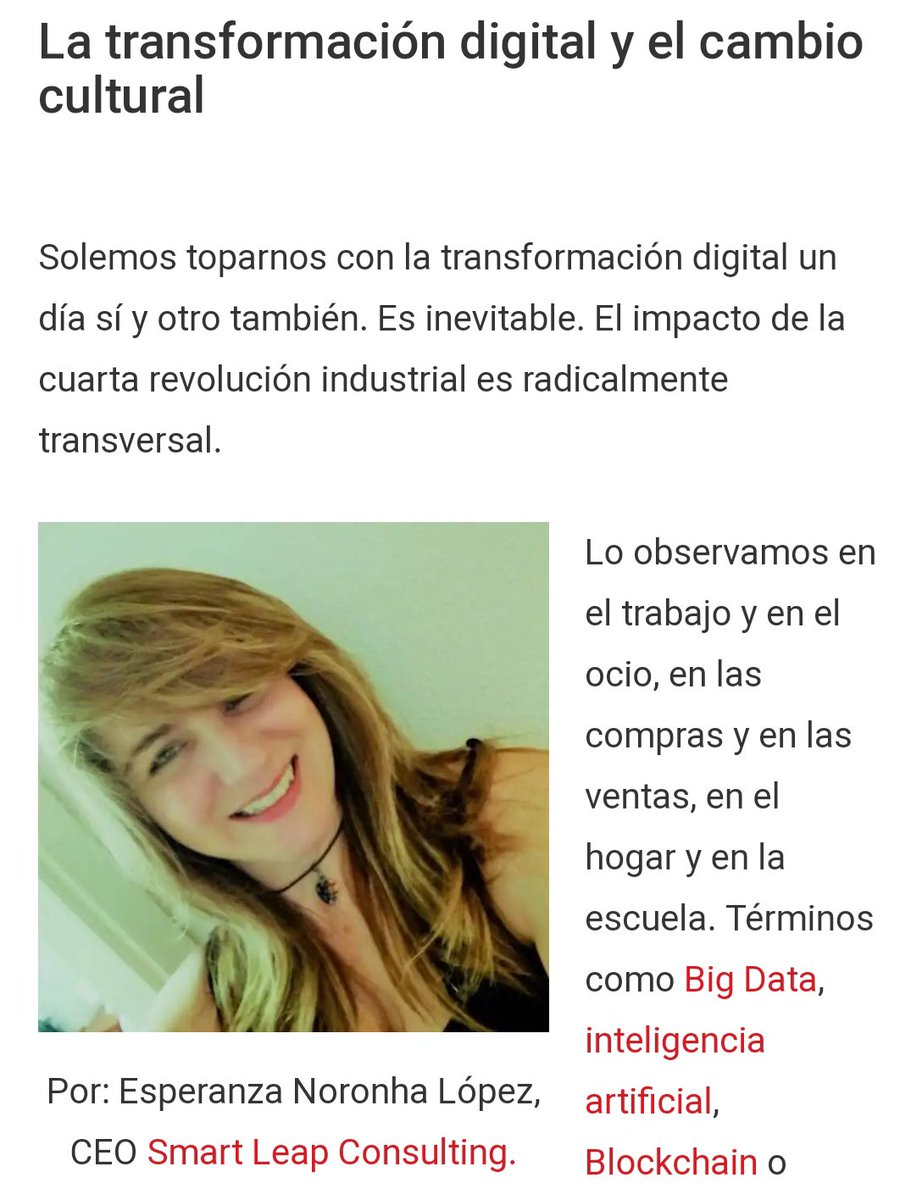 SmartLeapC's tweet photo. Nuestra CEO, ⁦@espenoronha⁩, reflexiona para ⁦@CIOAMERICALAT⁩ sobre las claves de la #TransformaciónDigital y el #CambioCultural 

El #Artículo completo lo podéis leer en el siguiente enlace: https://t.co/Lm0XwnvGuz

#CompetenciasDigitales #TeAcompañamosADarElSalto https://t.co/IEuFHWaPU8