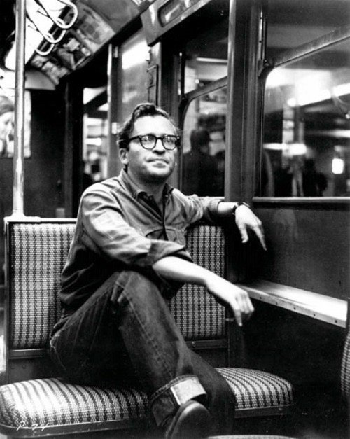 leighpa's tweet photo. Sidney Lumet riding the New York subway, 1956. photograph by Herb Viner. https://t.co/XC7UJLAkyY