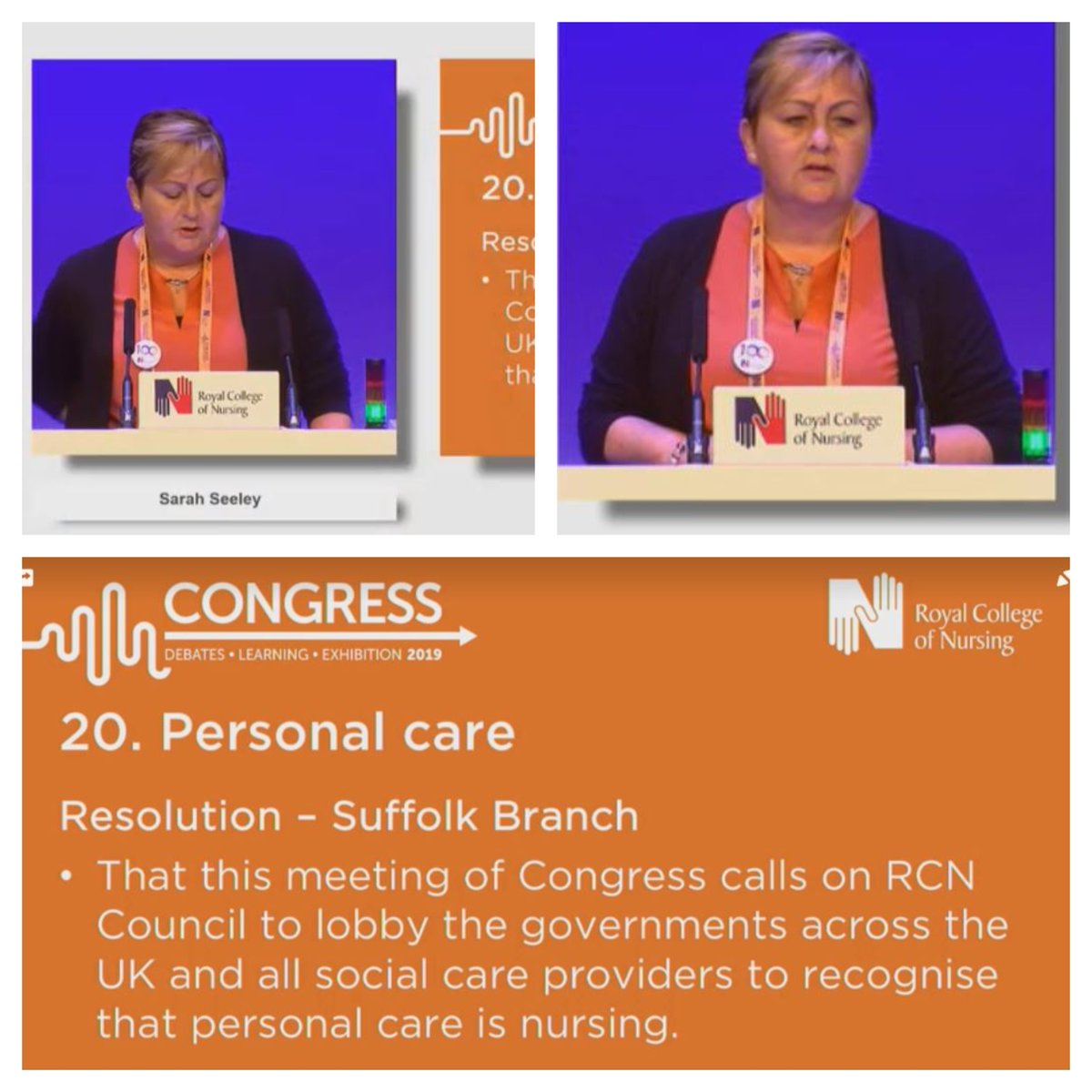 RCNEastern's tweet photo. Well done to Sarah Seeley, from RCN Suffolk branch, for leading this interesting debate on personal care. #RCN19 https://t.co/7NY3tkKr2f