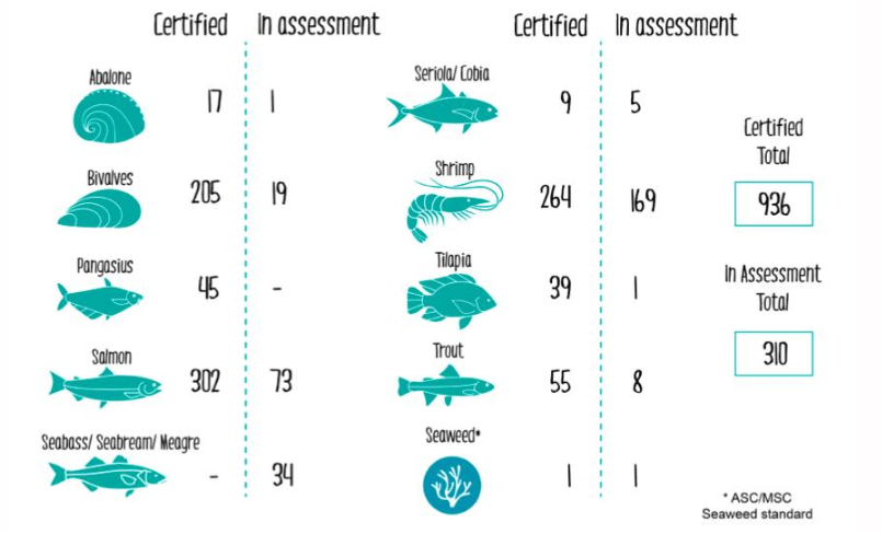 GSI_salmon's tweet photo. Great to see that more seafood is becoming @ASC_Aqua certified, and salmon is leading the way! As GSI we have 203 farms certified so far and use the standard as our target across all of our sites https://t.co/nY95fkj9yy