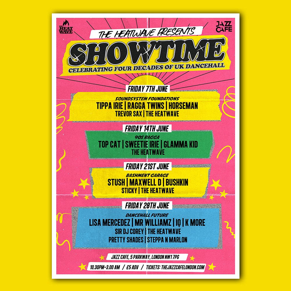 Four week residency at @TheJazzCafe celebrating four decades of UK dancehall 👀

🏆<a href="/tippairie7665/">Tippa irie</a>
🏆<a href="/dothehorsemove/">Horseman</a>
🏆<a href="/TheRaggaTwins/">Ragga Twins</a>
🏆<a href="/OriginalTopCat/">Top Cat</a>
🏆<a href="/SweetieIrie/">sweetie irie</a>
🏆<a href="/GlammaKid/">Glamma Kid</a>
🏆<a href="/McBushkin/">MC BUSHKIN</a>
🏆<a href="/MaxwellD1/">Maxwell D</a>
🏆<a href="/Stush_UK/">Original Stush</a>
🏆<a href="/LisaMercedez/">LISAMERCEDEZ</a>
🏆<a href="/Mr_Williamz/">Mr. Williamz</a>
🏆<a href="/KMoreOfficial/">K More</a>
🏆@IQuniverse_