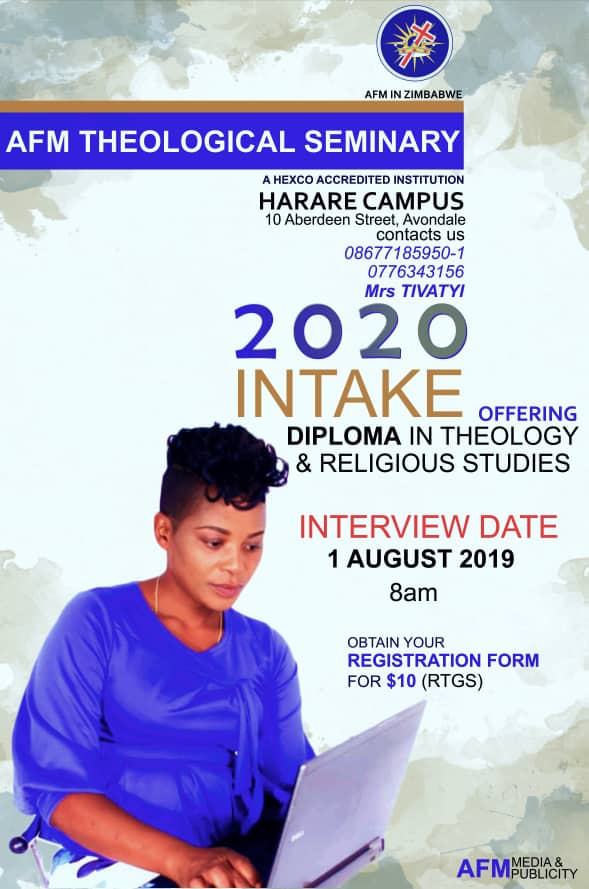 AFM Theological Seminary 2020 Intake. Interviews 1 August 2019