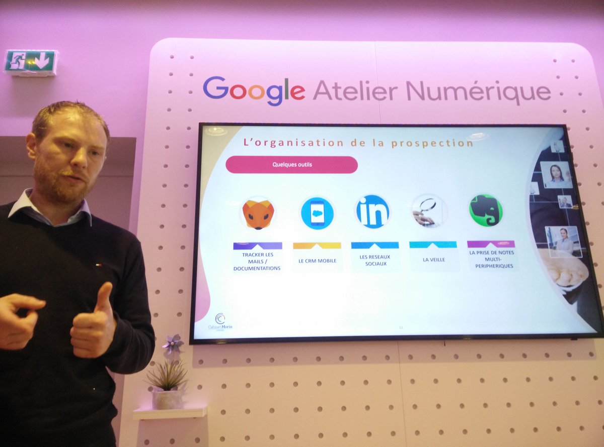 pcusset's tweet photo. #atelier @GoogleEnFrance pour trouver ses 1ers #clients présenté par Benoît Morin de @CabinetMorin On repart avec quelques #outils bien pratiques comme #RssOwl pour la #veille ! https://t.co/UDXCYXI3rb