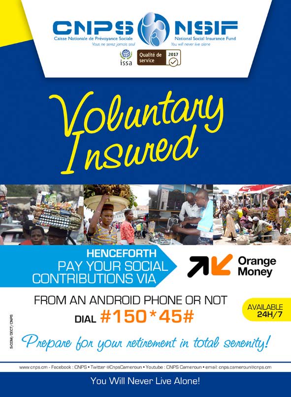 CnpsCameroun's tweet photo. #VoluntaryInsurance #NSIF #Cameroon #Payments #SocialSecurity #OrangeMoney https://t.co/KhMgDAB8pn
