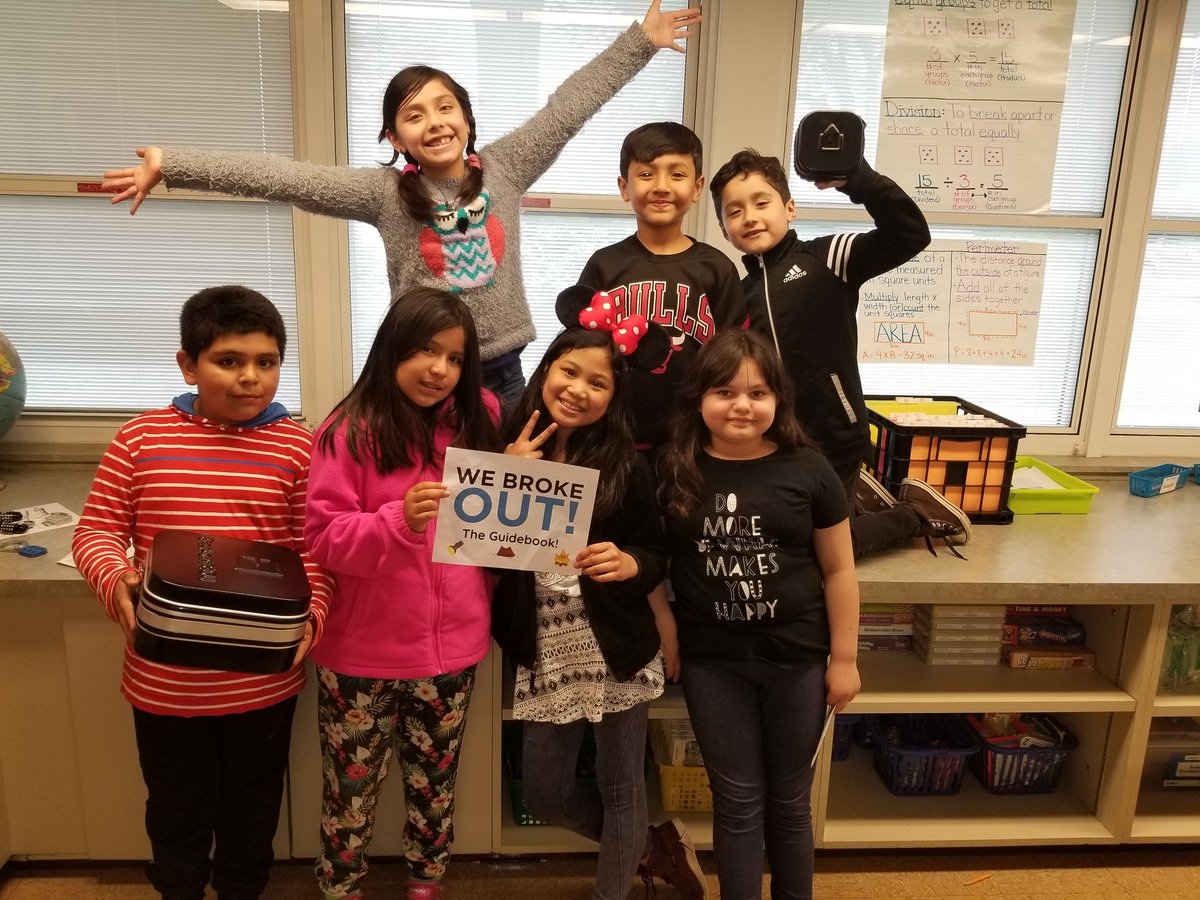 MissVitale's tweet photo. The boys and girls put their teamwork skills to work in order to solve clues and beat the clock during a @breakoutEDU. #3rdgrade #d84ontrack @D84Pietrini https://t.co/EgUBp01rsa