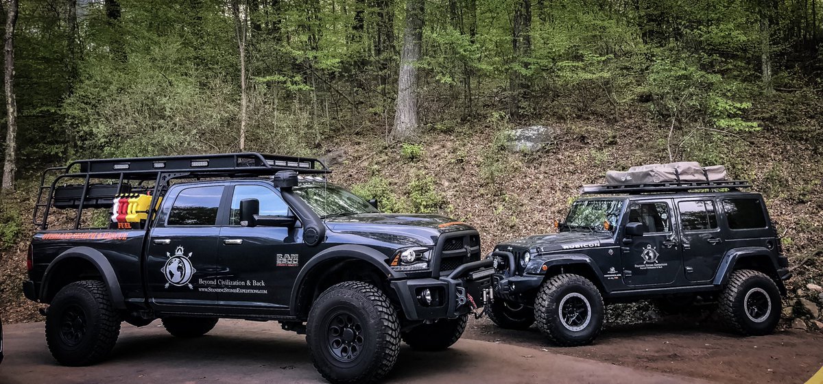 StandStonesExpd's tweet image. A hard hitting pair of our AEV vehicles. 2017 Cummins Prospector Hades and 2017 Cerberus 6.4l V8 Jeep Wrangler Rubicon JLU. Both equipped with some very serious equipment from #superwinch #factor55 #visionx #yokohama #genesisoffroad #rotopax #ruggedradios #eo2 #calibratedpower