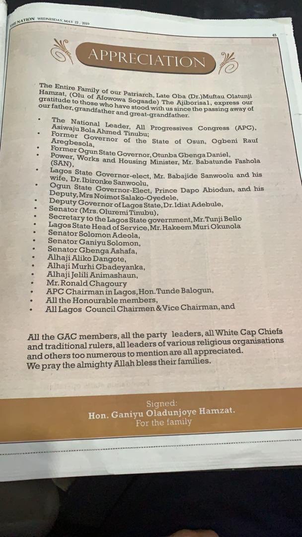 Your assistance throughout this period and your presence meant a lot to us. God bless you abundantly.