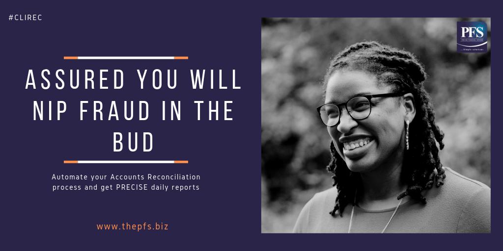 thepfs_biz's tweet photo. CLIREC is tooled to detect &amp; nip fraud in the bud. So if you want to assure you rest comfortably, get #CLIREC, which ensures you get a daily report that shows you the position of your #financial accounts by proper #Accounts #Reconciliation &amp; #BreakBarriers #softwaredevelopment https://t.co/Qvfd7bGNEp
