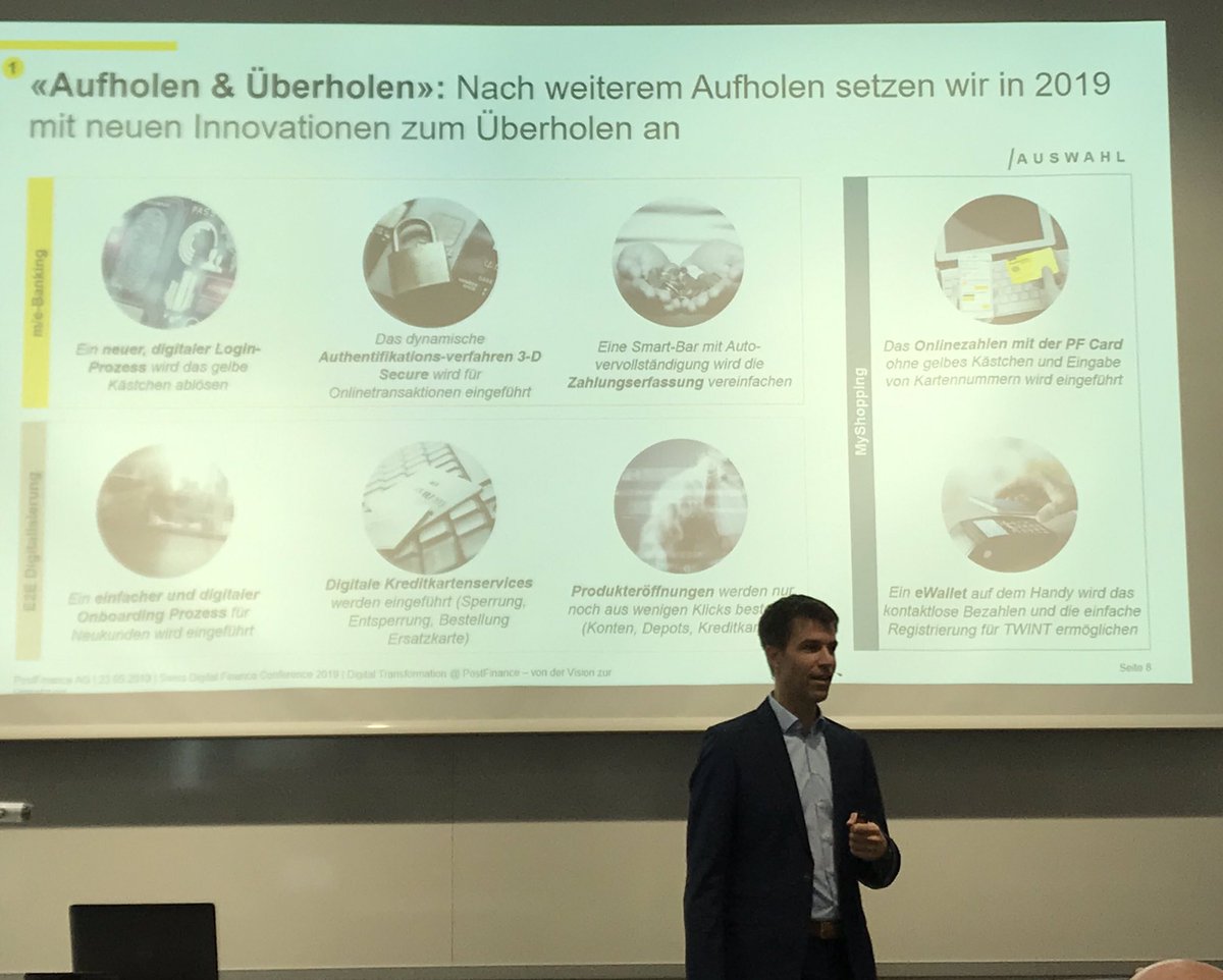 Jonas_epp's tweet photo. Digitale Transformations Roadmap der @PostFinance für 2019. Ziel: Aufholen und Überholen. #MarkusSchwab #SDFC19 https://t.co/8WEKH4gk6o