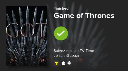 LouiseACousin's tweet photo. Je viens de finir de regarder Game of Thrones ! #tvtime https://t.co/GRotGYARnV https://t.co/KelTkYpiXl