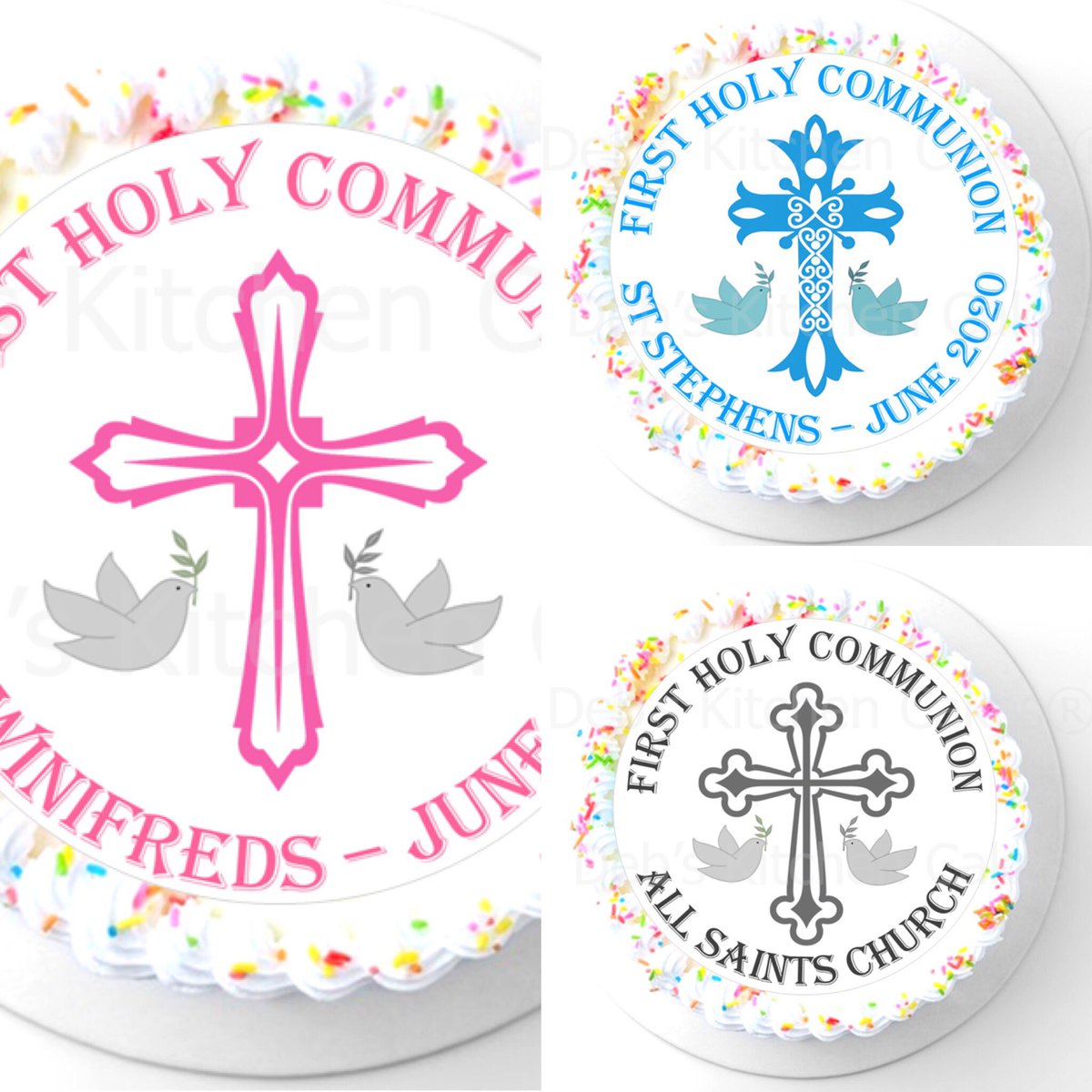 DebsKitchenBuzz's tweet photo. Celebrating a christening or communion? We have a range of personalised cake toppers perfect for making your cake extra special 🍾🤱🏽🥂🍰 #communioncake #christeningcake #celebrate https://t.co/LeQRBUUmov