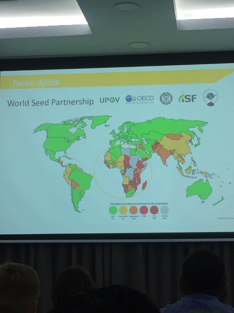 Bayer4Crops_SA's tweet photo. Michael Keller from ISF referred to the global hunger map which shows why the  protection of plant breeders rights by UPOV are important in avoiding hunger. #Sansor2019 #CommittedToTheFuture #ShapingAgriculture #Bayer4Crops 
@dekalb_sa https://t.co/gJ7RWjVt0w
