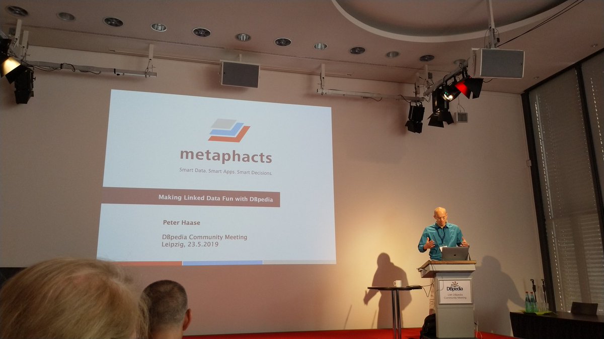 Tabea_T's tweet photo. Peter Haase on making Linked Data fun with DBpedia at the 13th DBpedia community meeting. 
#DBpediaLeipzig #metafacts https://t.co/qpWkhUzWT1