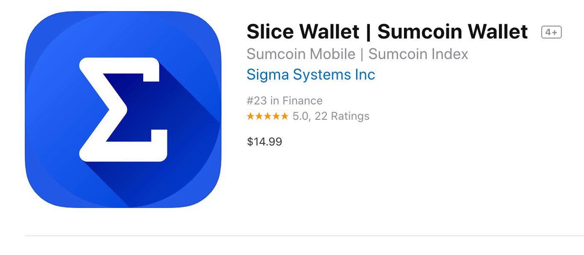 SUMmarketplace's tweet photo. #SliceWallet is #23 on #iTunes and hits #8 on #googleplaystore for top paid financial apps too! #Sumcoin @generalbytes https://t.co/0r3Au78V8Z