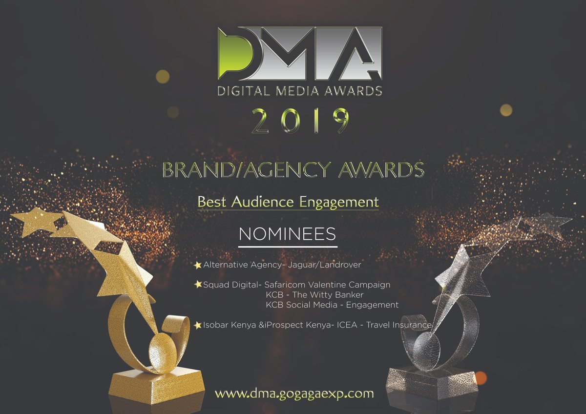 #DigitalMediaAwards Nominees for the category Best in Audience Engagement. Who will be scoop this year's award in this category?
Interested in tickets: Call 0787200143 or email beryle@gogagaexp.com