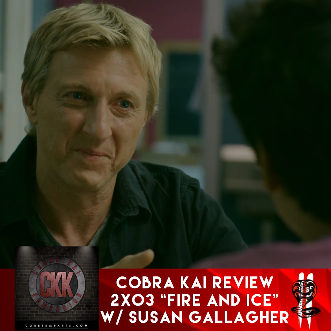 CobraKaiPod's tweet photo. NEW episode! Weβre joined by special guest host, @SusanlGallagher "Lynn", for a review of #CobraKai 2x03 "Fire and Ice"! Susan shares some fun tidbits that didn't make it into the episode and an improvised line by @MartinKove! https://t.co/eUjAprqAbq https://t.co/zgcdUZvkSi