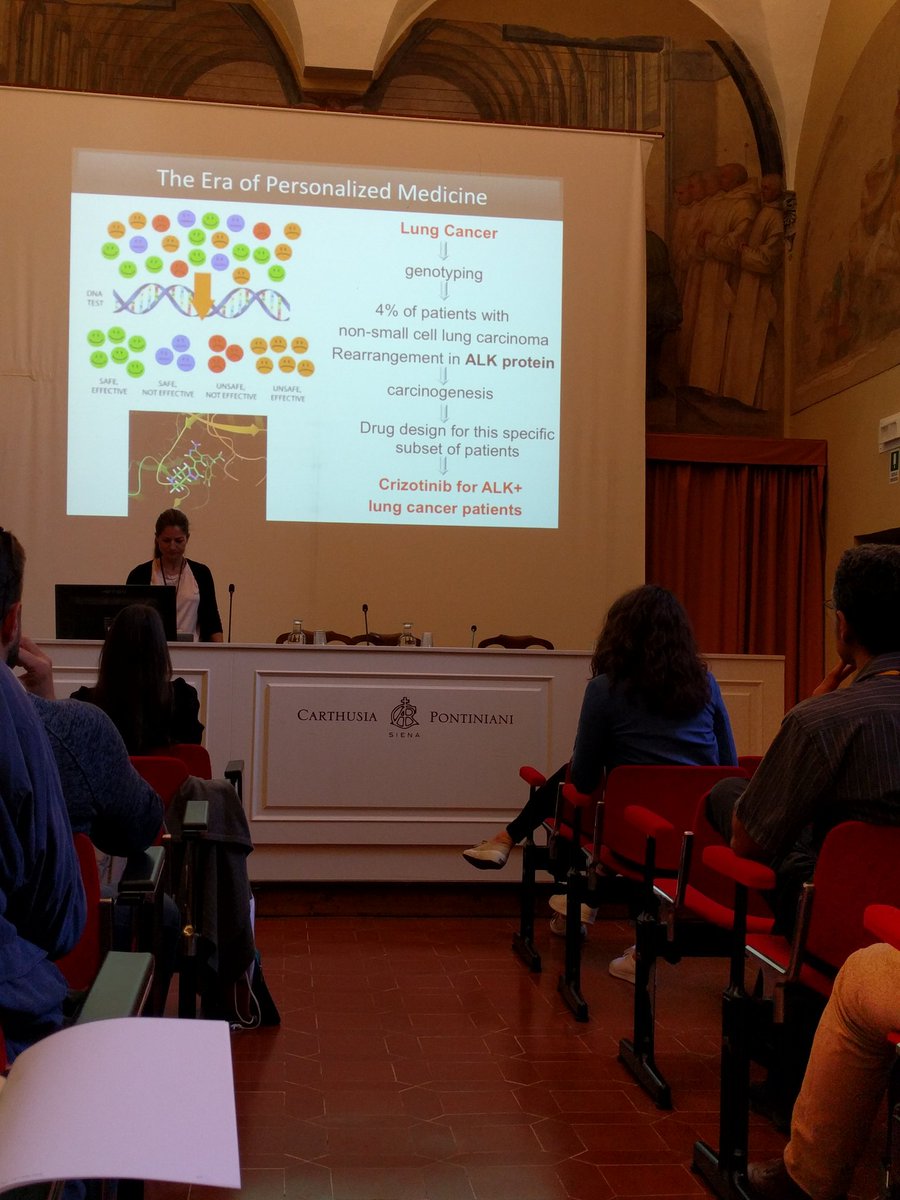 ForliLab's tweet photo. @zoecournia capturing the audience at the #ewdd: learning about #allostery under the frescos of the Certosa di Pontignano in #Siena https://t.co/8fJO5CKf9J