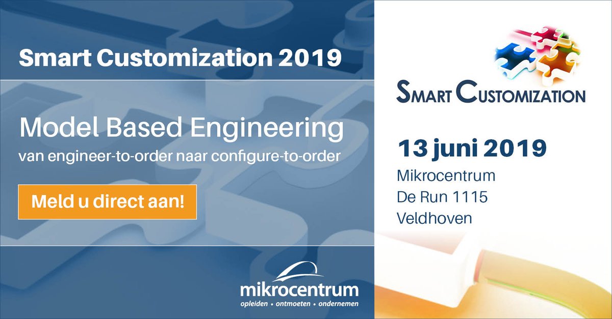 mikrocentrum's tweet image. Welke keuzes maakt u bij het modelleren en standaardiseren van producten? Hoe kunt u bij standaardisatie toch blijven voldoen aan specifieke klantwensen? Het antwoord: #ModelBasedEngineering. Hoe pakt u dit aan? Ontdek het tijdens #SmartCustomization: bit.ly/2YIG9Ik