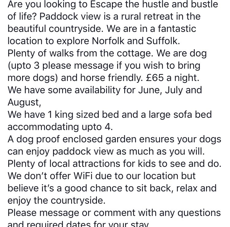 paddockviewcott's tweet photo. @paddockviewcott #suffolkhour #Suffolk #NorfolkHour #Norfolk #countryside #rural #holidays #Dogfriendly #travel #ThursdayThoughts #booktoday https://t.co/xwTz4Cyzn1
