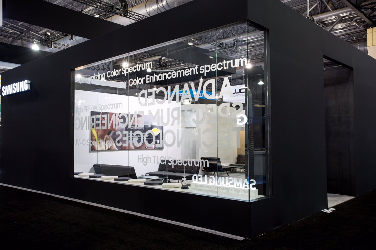 PremiumLabor's tweet photo. Check out the magnificent @SamsungUS Booth #1435 at @lightfair! It’s the last day so make sure to check out their latest #technology including #stadium and #retail lighting! Incredible exhibit design by the talented EnK and we were proud to provide #Premium Labor! #LFI2019 https://t.co/X8HpNesXX0