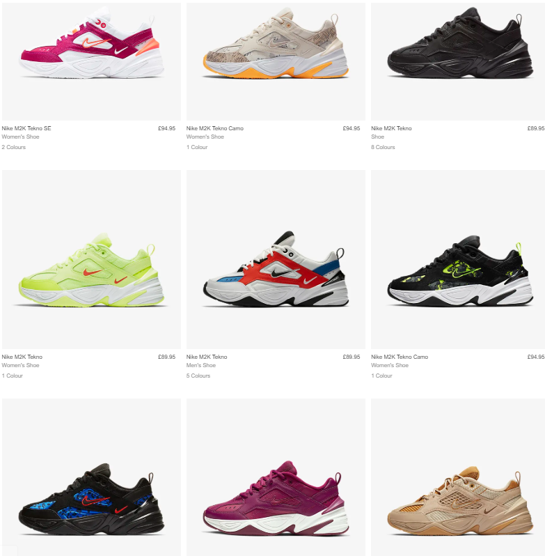 nike tekno colours