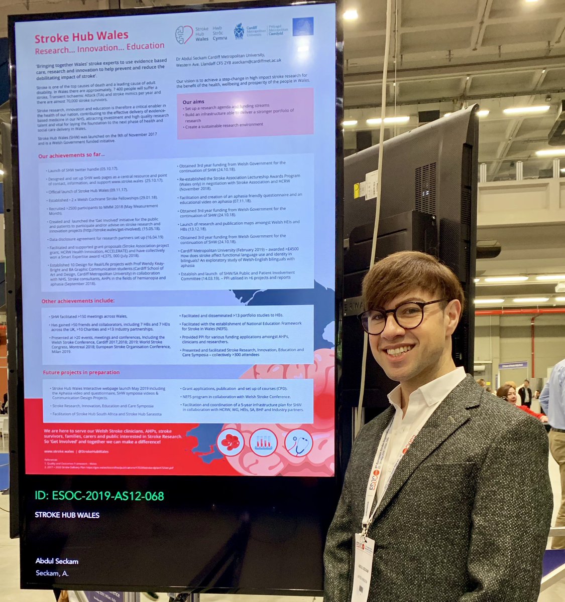 @AbdulSeckam Presenting on <a href="/StrokeHubWales/">Stroke Hub Wales</a> <a href="/cardiffmet/">Cardiff Metropolitan University</a> @ESOconf <a href="/ESOstroke/">European Stroke Org</a> #ESOC2019 #StrokeHubWales #strokeresearch #strokeinnovation #strokeeducation #strokeprevention  #publicawareness 🧠❤️