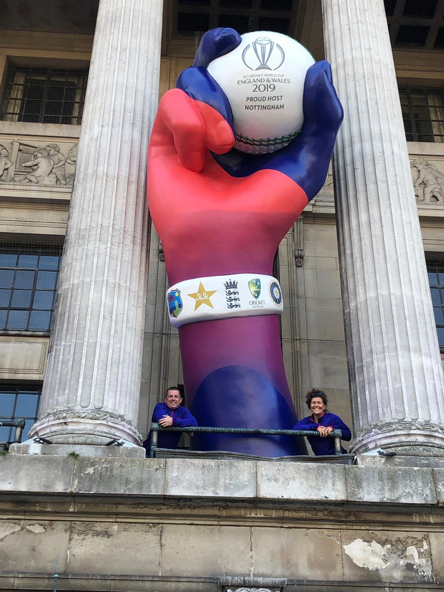 theladsmudge's tweet photo. When a random idea π‘ in a pub comes to life πππ #giantcatch unveiled in Nottingham today. Canβt wait for #cwc19 to get underway 1 week today ππ»ππ» https://t.co/FrgC7Nn3k9
