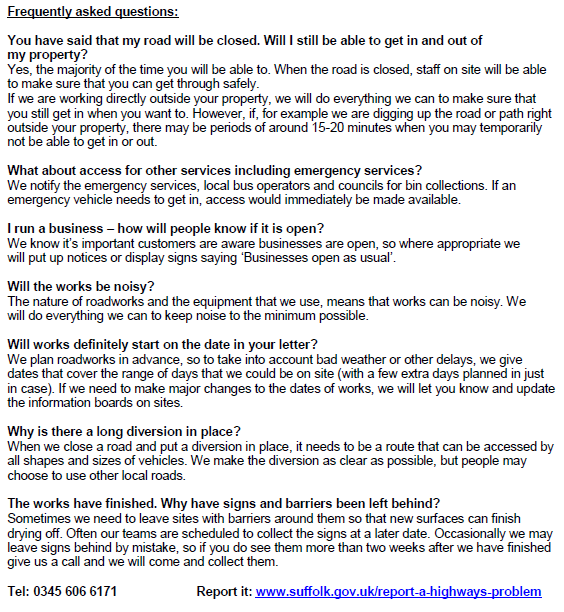 Suff_highways's tweet photo. Road repairs and surface dressing will be taking place along A12 Ufford to Marlesford, from 3 June. Please see below for full details of the works. #SuffolkRepairs https://t.co/CtZCzFMwUc