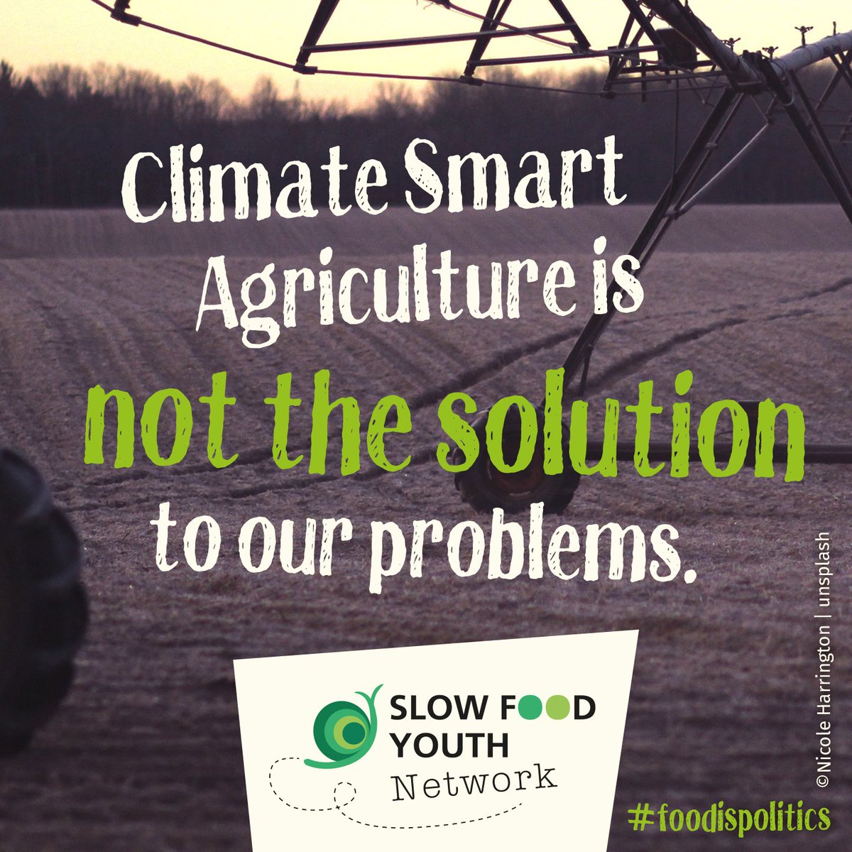 SlowFoodEurope's tweet photo. Climate-smarter agriculture remains a vague concept, without clear definitions &amp; standards, which ultimately favors multinational agricultural &amp; food corporations. What we really need is agro-ecological agriculture!
#foodisPOLITICS #thistimeimvoting #EP2019 https://t.co/ugM3tcUkhw