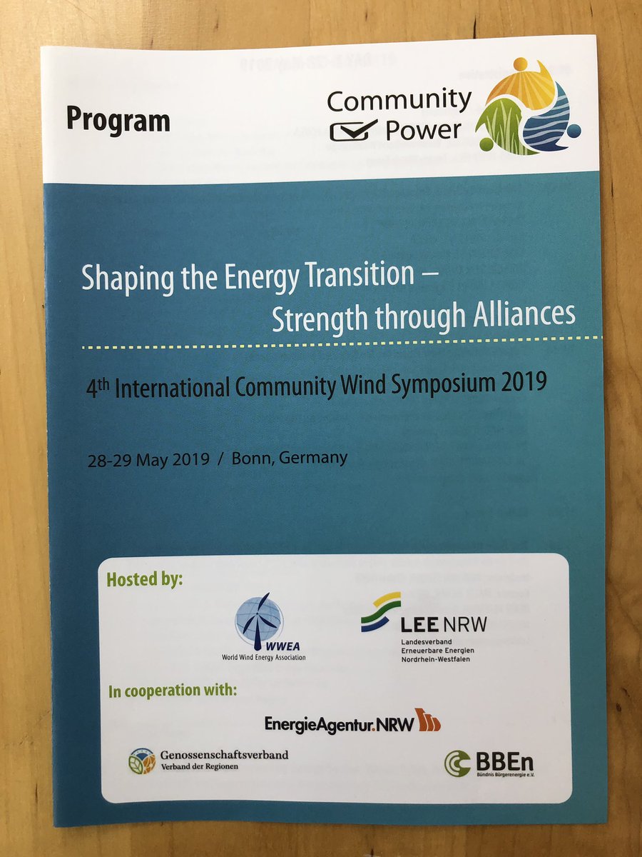 WWindEA's tweet photo. Printed program of 4th International #Communitywind Symposium & #Communitypower Forum has arrived https://t.co/jWXIBkhYjl @LEE_NRW @bundnis @EANRW @ener_geno @isepjapan @lovegeothermal @Global100RE @IRENA #Bürgerenergie https://t.co/6Qgh7U16hK