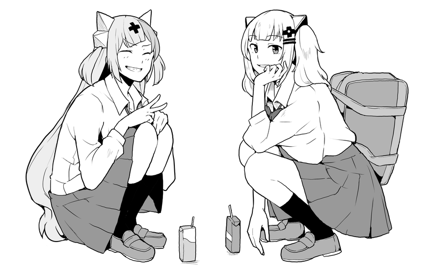 女子高生の月ちゃんと平田ちゃんです
#輝夜月
#PPH 