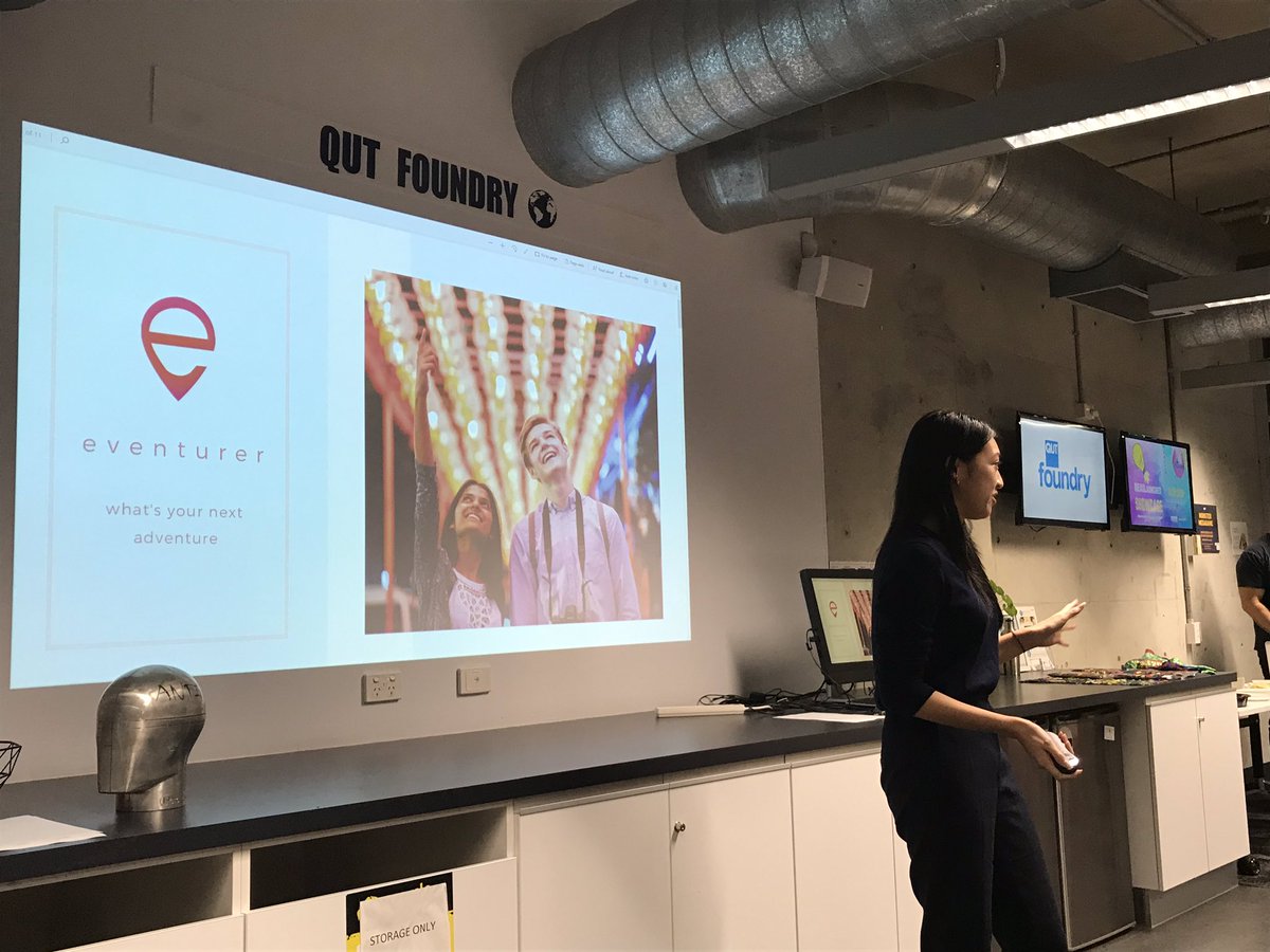 QUTEship's tweet image. #IDEASlaunched pitch at @QUTfoundry by Janice = #Eventurer makes it easy to find #events that match our needs &amp;amp; schedule &amp;amp; businesses gain benefits too.