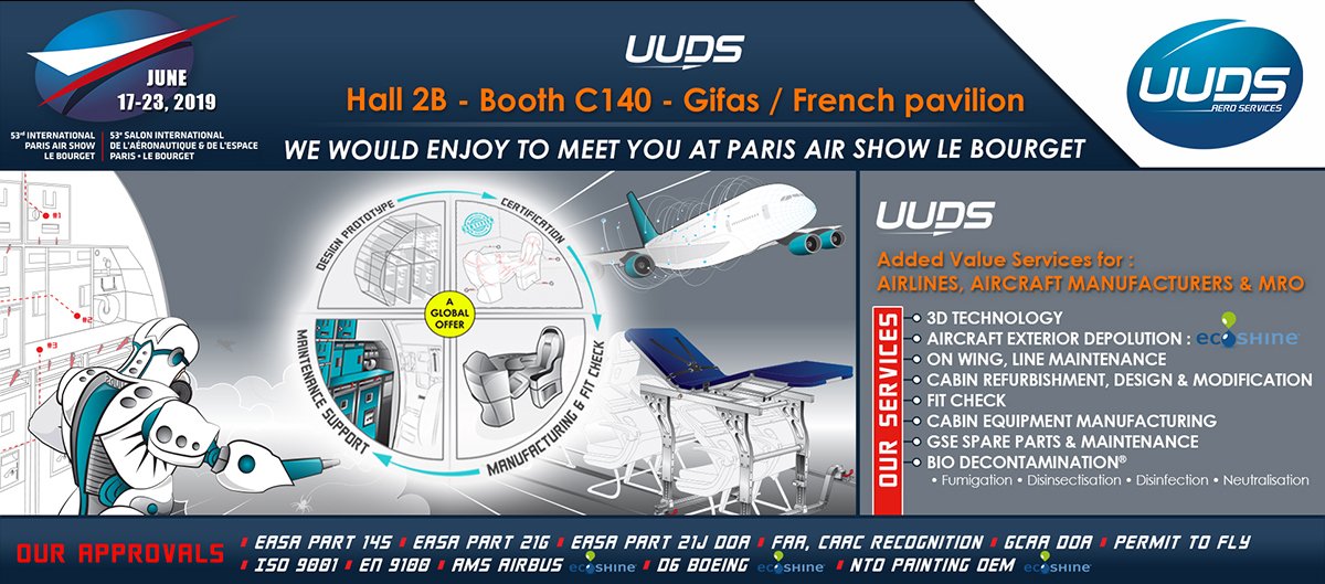 UUDSAero's tweet photo. Come to meet us at Le Bourget!  Booth C140- Hall B2. (Gifas French Pavilion)
#Lebourget #warmwelcom #UUDAERO https://t.co/2HuvcqDzXQ