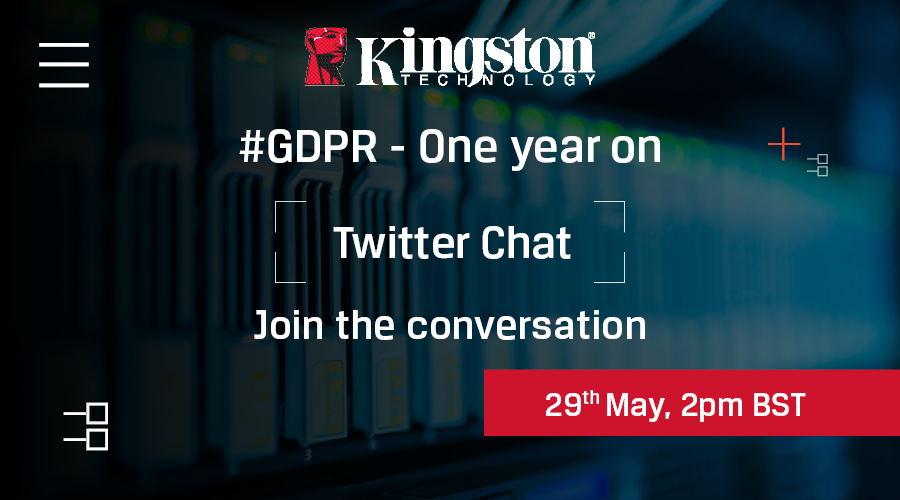 KingstonTechBiz's tweet photo. Make sure to join us on May 29th at 2pm for our live #TwitterChat covering the one-year anniversary since #GDPR came into force! Join the conversation. https://t.co/ejzIcROIbg