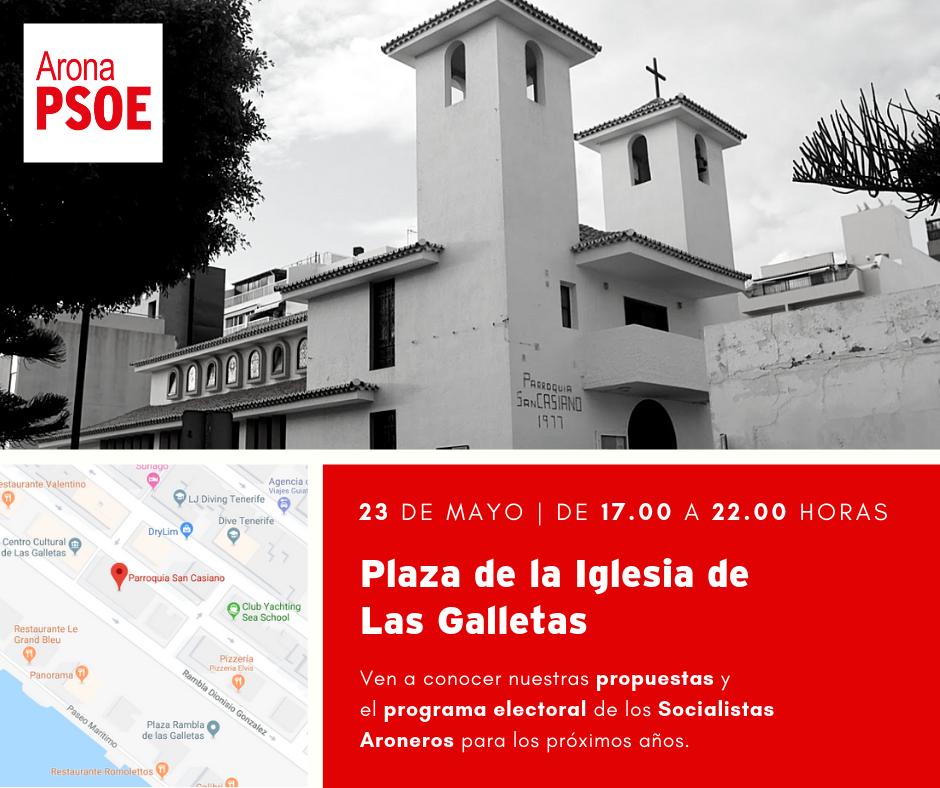 psoearona's tweet photo. Hoy, en la Plaza de la Iglesia de #LasGalletas, desde las 17:00h., ven a conocer las propuestas y proyectos de #PSOEArona para #Arona

#YoDigoArona #YoDigoMena #VotaPSOEArona https://t.co/nq8LglM9m1