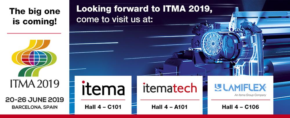 ItemaGroup's tweet photo. Big bold innovations under preparation for @ITMA Itema will be spread in Hall 4, covering all visitors' needs: best-in-class weaving solutions in #Itema booth, dedicated machines for technical fabrics in #Itematech booth and top quality rapier components in #Lamiflex booth. https://t.co/eJ6mTtFdui