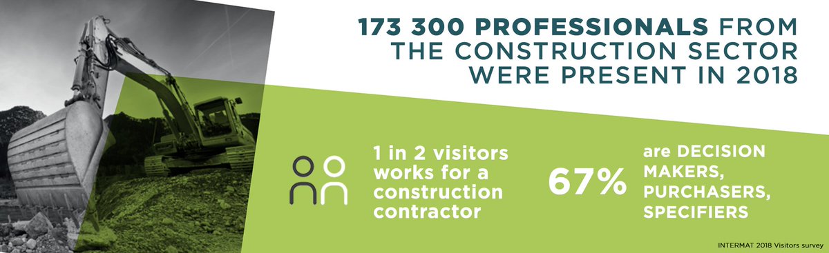 Choose to exhibit now at INTERMAT Paris 2021 and develop your business and visibility within a qualified and diverse ecosystem!

Registrations now open: bit.ly/2YH4U7R

#INTERMATParis