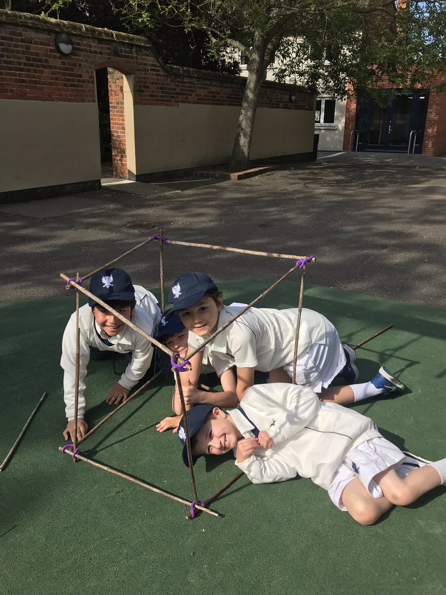 Outdoor Classroom Day off to a sunny start as we reinforce our understanding of vertical and horizontal edges with sticklets #OutdoorClassroomDay #sticklets #3Dshapes #outdoormaths #vertical #horizontal