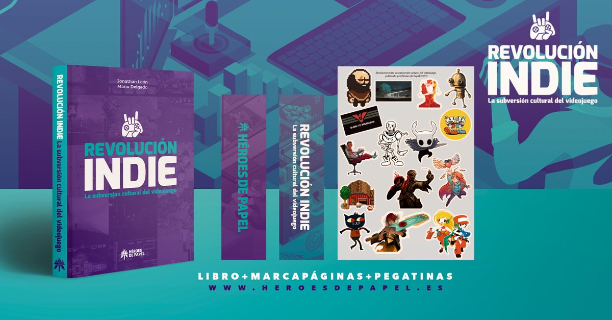 YA A LA VENTA 'Revolución Indie: la subversión cultural del videojuego', de @ManuDOMB y <a href="/Jodynk/">@jodynk.bsky.social</a> . Marcapáginas y set de pegatinas exclusivos para compras en nuestra web: ow.ly/KxNY50unnpJ