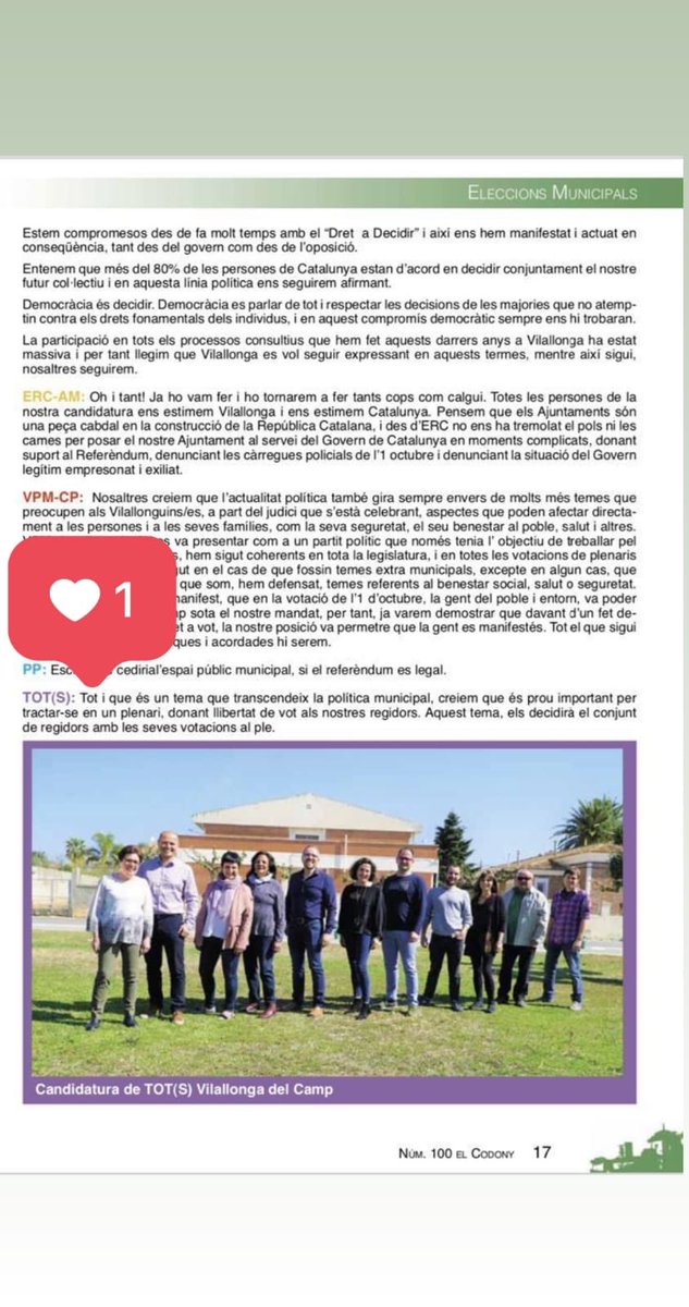 totsvilallonga's tweet photo. #votaTotsViallongaDelCamp #VilallongaDelCamp #TOTSVilallonga #nomésvilallonga #eleccionsmunicipals2019 #municialscat #municipals2019 #municipals19 #26m #26maig https://t.co/FnhYj9j4UO