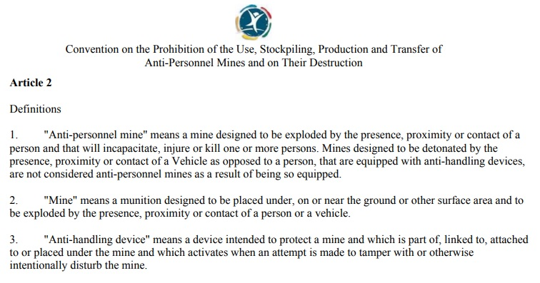 MineBanTreaty's tweet photo. #APMineBanISM @ICRC's non-paper on #IEDs Falling Within the Scope of the Convention. Fact: @MineBanTreaty Art2 states "Anti-personnel mine is a mine designed 2be exploded by the presence, proximity or contact of a person that will incapacitate, injure or kill one or more persons" https://t.co/oQptjnZs2I